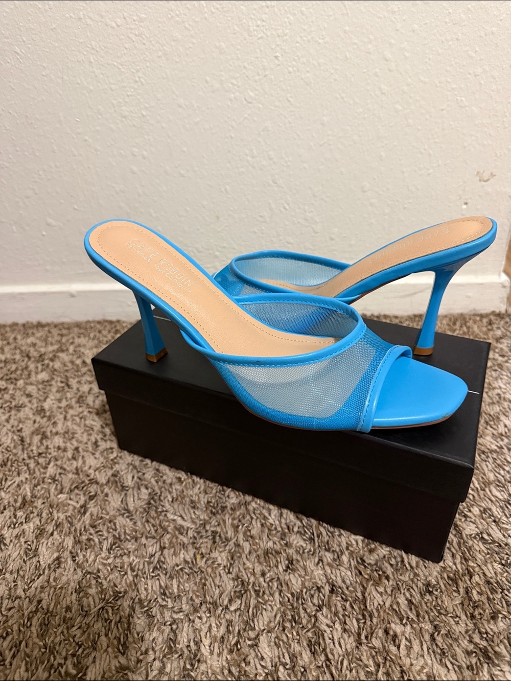 Cape Robbin Bright Blue Mesh Slide Heels